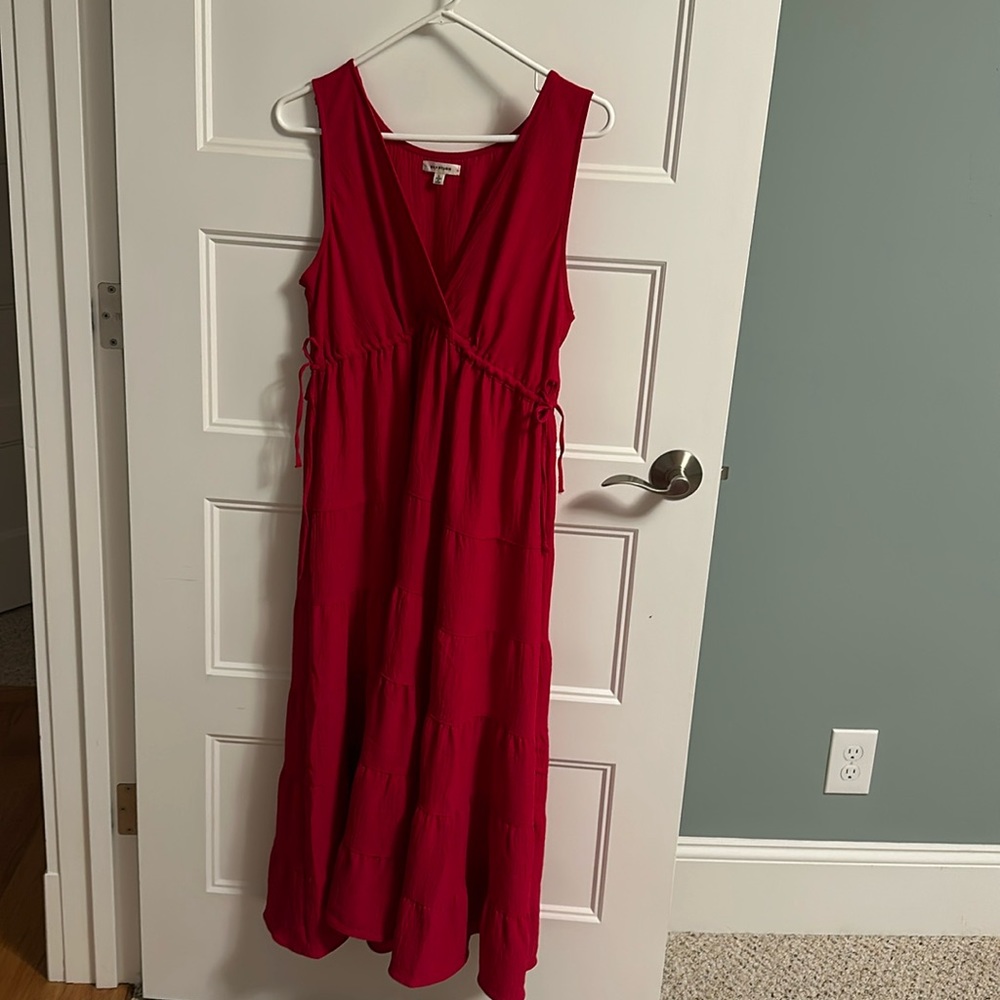 red maxi dress